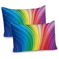 thumbnail image 1 of Ambesonne Modern Pillow Sham 2 Pack, Psychedelic Stripes, 26"x20", Magenta Blue, 1 of 3
