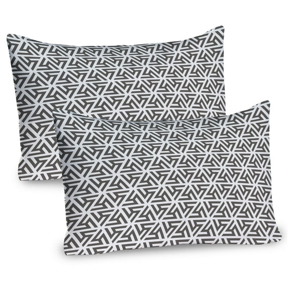 Ambesonne Modern Pillow Sham 2 Pack, White Geometric Triangle, 30"x20", White and Army Green