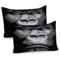thumbnail image 1 of Ambesonne Modern Pillow Sham 2 Pack, Wild Gorilla Orange Eyes, 26"x20", Grey Marigold, 1 of 3