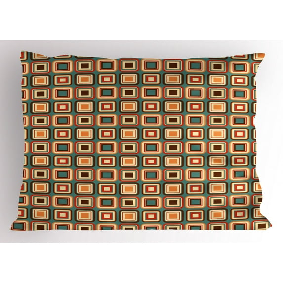 Ambesonne Modern Pillow Sham, Geometric Rounded, 36" X 20", Multicolor