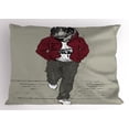 thumbnail image 1 of Ambesonne Modern Pillow Sham, Lion Tiger Head Teenager, 26" X 20", Ruby Sage Green Black, 1 of 2