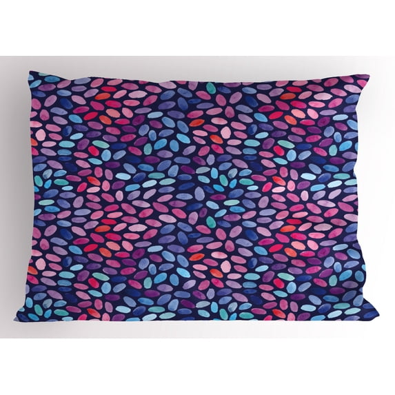 Ambesonne Modern Pillow Sham, Watercolor Sketch Mosaic, 26" X 20", Blue Pale Blue and Pink