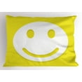 thumbnail image 1 of Ambesonne Modern Pillow Sham, Yellow Positive Smiling Face, 26" X 20", Yellow and White, 1 of 2