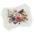 thumbnail image 1 of Ambesonne Modern Place Mats Set of 4, Colorful Floral Huddle Leafy, Standard Size, Rose Eggshell Multicolor, 1 of 5