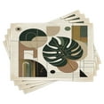 thumbnail image 1 of Ambesonne Modern Place Mats Set of 4, Monstera Leaf Mid Century, Standard Size, Beige Dark Green Caramel, 1 of 5