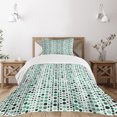 thumbnail image 1 of Ambesonne Modern Quilted Bedspread Set 2 Pcs, Geometrical Circles Dots, Twin Size, Hunter Green Turquoise, 1 of 5