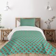 thumbnail image 1 of Ambesonne Modern Quilted Bedspread Set 2 Pcs, Ladybugs Tiny Stars, Twin Size, Teal Red Black, 1 of 3