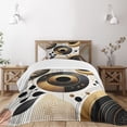 thumbnail image 1 of Ambesonne Modern Quilted Bedspread Set 2 Pcs, Mid Century Art Rounds Space, Twin Size, Pale Coffee Dark Grey, 1 of 4
