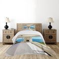 thumbnail image 1 of Ambesonne Modern Quilted Bedspread Set 2 Pcs, Ocean Nature Forest View, Twin Size, White and Blue, 1 of 6