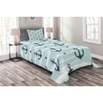 thumbnail image 1 of Ambesonne Modern Quilted Bedspread Set 2 Pcs, Pattern with Anchors, Twin Size, Pale Blue Dark Green, 1 of 3