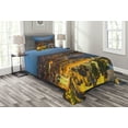 thumbnail image 1 of Ambesonne Modern Quilted Bedspread Set 2 Pcs, Sunset at London City, Twin Size, Yellow Bluegrey, 1 of 3