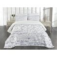 thumbnail image 1 of Ambesonne Modern Quilted Bedspread Set 3 Pcs, Classic Math Pattern Numbers, Queen Size, Dark Purple and White, 1 of 5