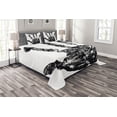 thumbnail image 1 of Ambesonne Modern Quilted Bedspread Set 3 Pcs, Grunge Motley Hand Stamp, King Size, Black, 1 of 3
