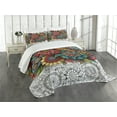 thumbnail image 1 of Ambesonne Modern Quilted Bedspread Set 3 Pcs, Jumble Tones Floral Oriental, Queen Size, Pale Grey Multicolor, 1 of 4