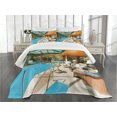 thumbnail image 1 of Ambesonne Modern Quilted Bedspread Set 3 Pcs, Large Indoor Pool, King Size, Green Pale Brown Blue, 1 of 5