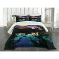 thumbnail image 1 of Ambesonne Modern Quilted Bedspread Set 3 Pcs, Night Sky Trees, Queen Size, Purple Pink and Blue, 1 of 5