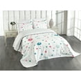 thumbnail image 1 of Ambesonne Modern Quilted Bedspread Set 3 Pcs, Pastel Color Polka Dots, Queen Size, Blue Pink Grey, 1 of 5