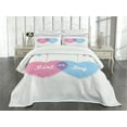thumbnail image 1 of Ambesonne Modern Quilted Bedspread Set 3 Pcs, Simple Celebration Hearts, King Size, Pale Pink Blue, 1 of 5