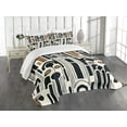 thumbnail image 1 of Ambesonne Modern Quilted Bedspread Set 3 Pcs, Simple Geometric Arch Rounds, Queen Size, Eggshell Camel Dark Grey, 1 of 4