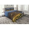 thumbnail image 1 of Ambesonne Modern Quilted Bedspread Set 3 Pcs, Sunset at London City, King Size, Yellow Bluegrey, 1 of 3