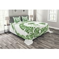 thumbnail image 1 of Ambesonne Modern Quilted Bedspread Set 3 Pcs, Ukrainian Folk Art Tile, Queen Size, Hunter Green, 1 of 3