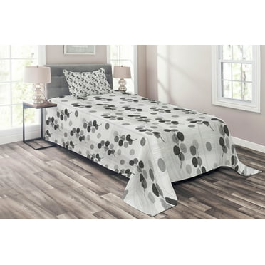 Ambesonne Modern Quilted Coverlet 2 Pcs, Sketchy Lines Stripes, Twin Size, Charcoal Grey