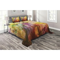 Ambesonne Modern Quilted Coverlet 3 Pcs, Rainbow Colored Image, Queen Size, Multicolor