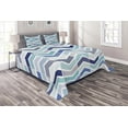 thumbnail image 1 of Ambesonne Modern Quilted Coverlet 3 Pcs, Seamless Doodle Style, King Size, Blue and White, 1 of 2
