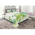 thumbnail image 1 of Ambesonne Modern Quilted Coverlet 3 Pcs, Wavy Floral Design Digi Art, Queen Size, Yellow Green and Blue, 1 of 2