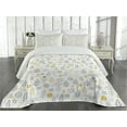 thumbnail image 1 of Ambesonne Modern Quilted Coverlet 3 Pcs, Wild Forest Leaf Flowers, Queen Size, Grey Mustard White, 1 of 4