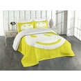 thumbnail image 1 of Ambesonne Modern Quilted Coverlet 3 Pcs, Yellow Positive Smiling Face, King Size, Yellow and White, 1 of 2