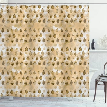 Ambesonne Modern Shower Curtain, Abstract Blue Drops Print, 69"Wx70"L, Dark Sand