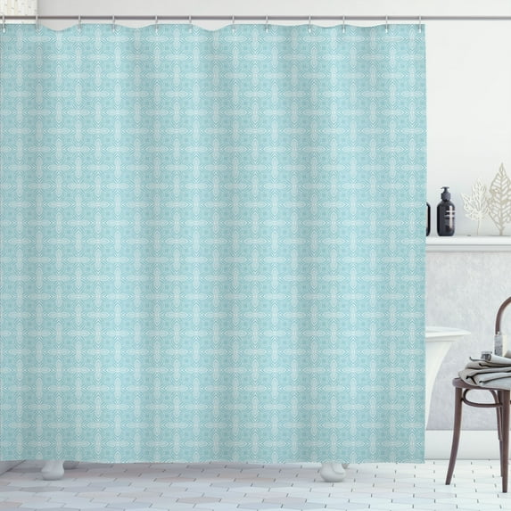 Ambesonne Modern Shower Curtain, Abstract Floral Mesh Pattern, 69"Wx75"L, Pale Blue and White
