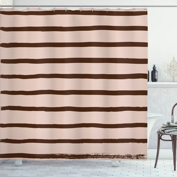Ambesonne Modern Shower Curtain, Abstract Paintbrush Print, 69"Wx84"L, Dark Brown