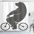 thumbnail image 1 of Ambesonne Modern Shower Curtain, Bike Humor Hipster Bear, 69"Wx70"L, Grey, 1 of 5