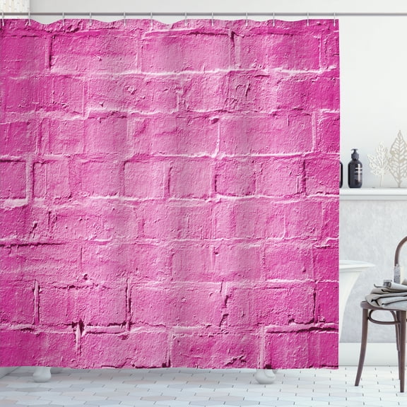 Ambesonne Modern Shower Curtain, Brick Wall Scene Backdrop, 69"Wx84"L, Magenta