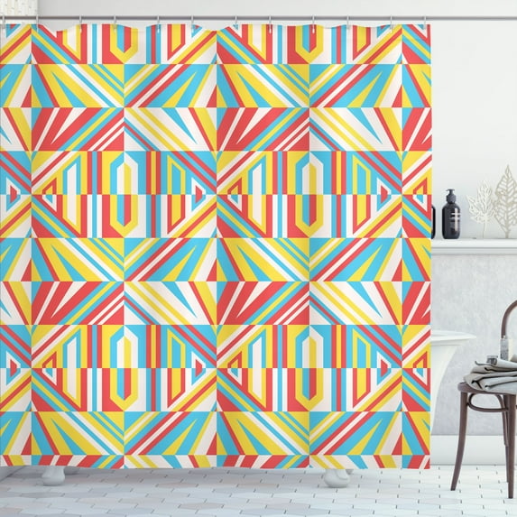 Ambesonne Modern Shower Curtain, Colorful Contemporary Motifs, 69"Wx75"L, Multicolor