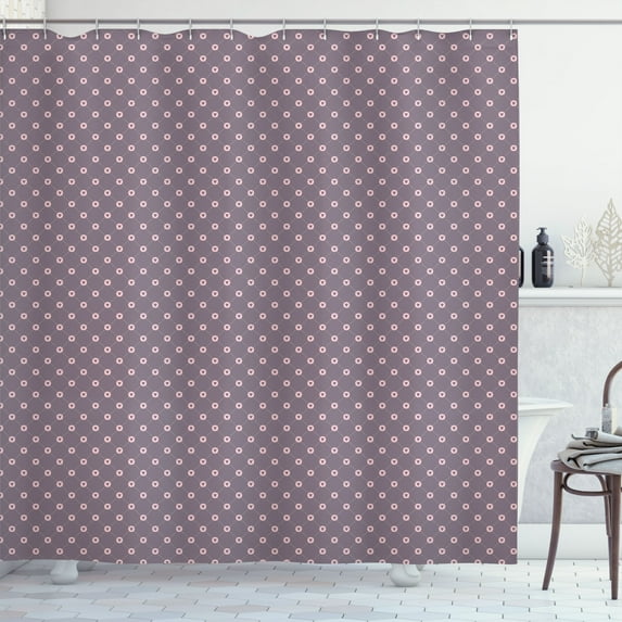Ambesonne Modern Shower Curtain, Connected Hearts in Rounds, 69"Wx70"L, Pale Eggplant and Rose