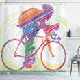 thumbnail image 1 of Ambesonne Modern Shower Curtain, Cycling Man on Bike, 69"Wx84"L, Multicolor, 1 of 3