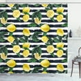 thumbnail image 1 of Ambesonne Modern Shower Curtain, Fresh Lemons Striped, 69"Wx70"L, Hunter Green Indigo, 1 of 3