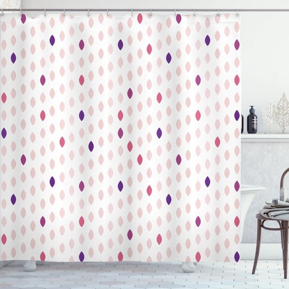 Ambesonne Modern Shower Curtain, Geometric Polka Dot Pattern, 69"Wx84"L, Blush Purple