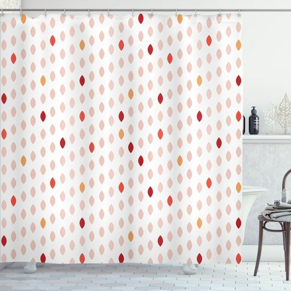 Ambesonne Modern Shower Curtain, Geometric Polka Dot Pattern, 69"Wx84"L, Burgundy White