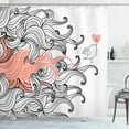 thumbnail image 1 of Ambesonne Modern Shower Curtain, Graphic Swirls Wave Bird, 69"Wx70"L, Coral Black and White, 1 of 3