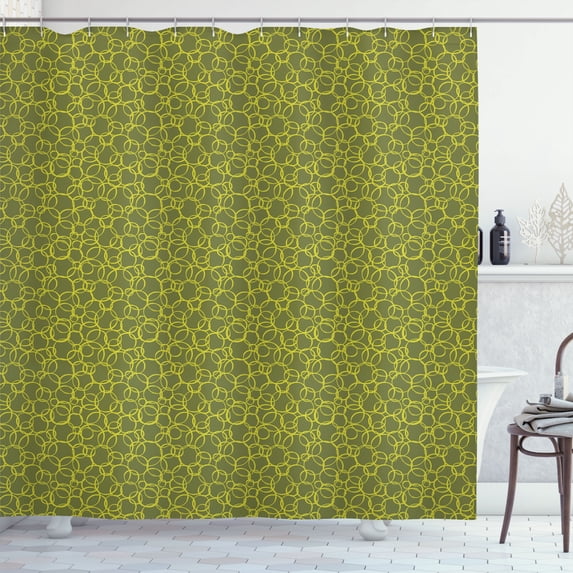 Ambesonne Modern Shower Curtain, Intersecting Abstract Circle, 69"Wx84"L, Sage Green Earth Yellow