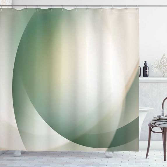 Ambesonne Modern Shower Curtain, Lines Sun Abstract Waves Art, 69"Wx75"L, Reseda Green