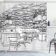 thumbnail image 1 of Ambesonne Modern Shower Curtain, Restaurant Bar Art Sketch, 69"Wx70"L, Black White, 1 of 4