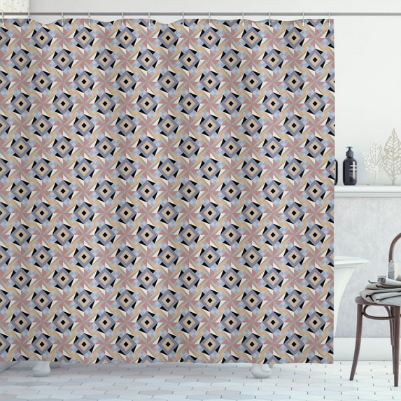 Ambesonne Modern Shower Curtain, Retro 60s 70s Triangles Art, 69"Wx70"L, Purpleblue