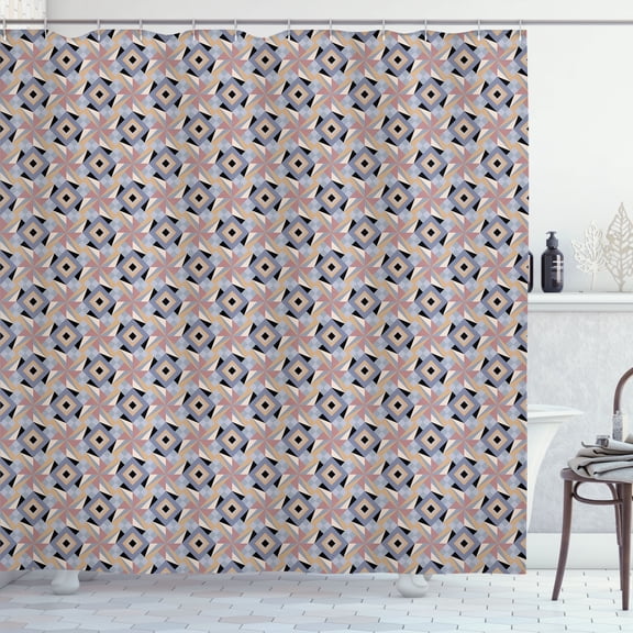 Ambesonne Modern Shower Curtain, Retro 60s 70s Triangles Art, 69"Wx75"L, Purpleblue
