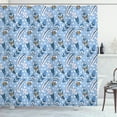 thumbnail image 1 of Ambesonne Modern Shower Curtain, Romantic Leaves Ethnic, 69"Wx84"L, Pale Blue White Amber, 1 of 5