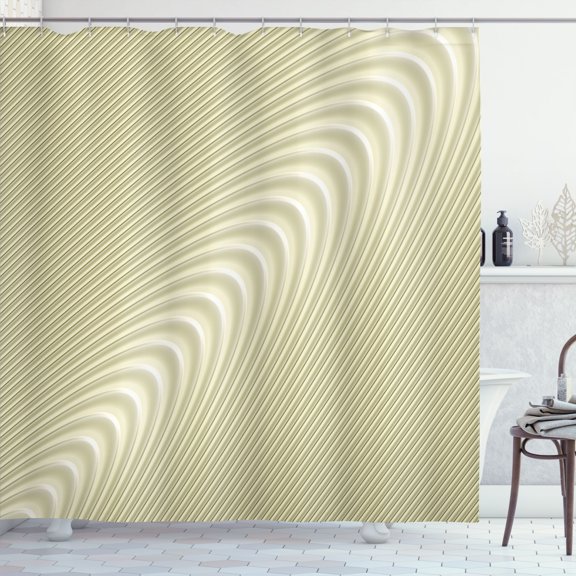 Ambesonne Modern Shower Curtain, Simplistic Circular Wave, 69"Wx70"L, Eggshell